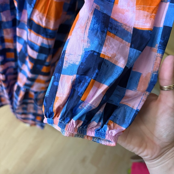 MAEVE ANTHROPOLOGIE The Bettina Tiered Shirt Dress Buttondown Blue Plaid Size XS - Picture 5 of 12